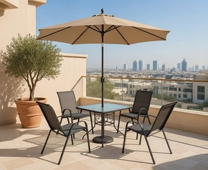 طاولة مظلية حديد ،100×100×75 سم، 4 كراسي - أسود product image 2