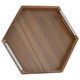 Al Saif Gallery wood serving tofir, 4.8 x 28.8 x 33 cm, steel handle, hexagonal - brown product image 1
