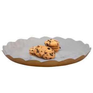 Al Saif Gallery Steel Sweet Serving Plate, Round - White Marble product image