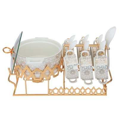 Al Saif Gallery porcelain soup set, 16 pieces, gold-white stand product image 2