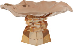 ستاند تقديم ستانلس استيل السيف غاليري، 23x23x12 سم، قاعدة مربع زجاج - عسلي نحاسي product image