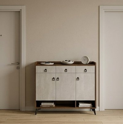 MDF wooden shoe cabinet, 32×120×100 cm, 3 doors - brown-grey product image 2