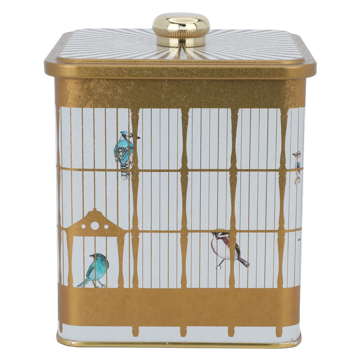 Al Saif Gallery steel can, 1.8 litres, square, with lid, bird pattern - white product image