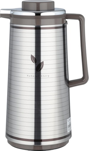 ZOJIRUSHI Abu Feel Japanese Thermos, 1.85 Liter, Heat-Resistant Glass Inner Container, Stainless Steel Outer Body - Silver Cappuccino product image 2