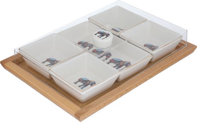 طقم زبادي بورسلان السيف غاليري، 7 قطع، طوفرية - أبيض product image 1