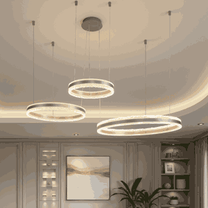 Norco Modern Aluminum Acrylic Chandelier, 3 Rings, 3000K, 76W - Brown product image