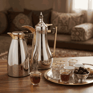 طقم ترامس ألاء السيف غاليري، 1 /1لتر، قطعتين، حافظة داخلية زجاج حراري، يد رخامي رمادي، ضغاط - فضي product image 2