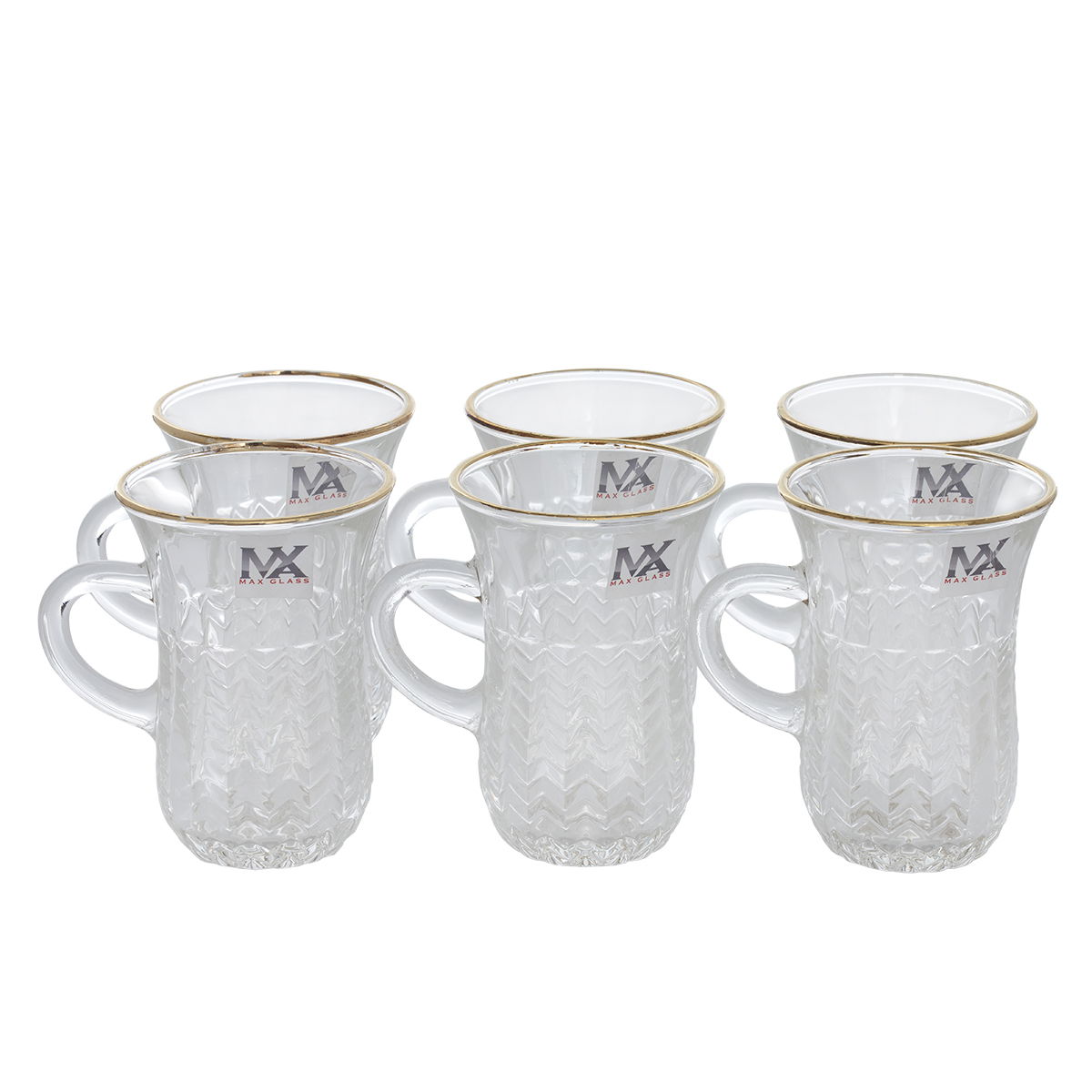 Al Saif Gallery Max Glass Tea Bialat Set, 6 Pieces, Glass Handle, Golden Line - Transparent product image 3