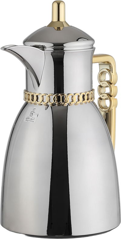 Al Saif Gallery Bayan Thermos Set, 0.7/1 Liter, 2 Pieces, Tempered Glass Inner Container, Gold-Silver Shiny Handle product image 4