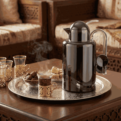 AlAl Saif Gallery Ikram Thermos Set, 1/1.5 Liter, Glass Inner Material, Transparent Handle - Black product image 7