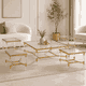 طقم طاولات زجاج و ستيل و اكرليك، 5 قطع - شفاف ذهبي product image 1
