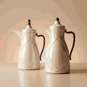 طقم ترامس طيف السيف غاليري، 0.7 / 1 لتر، 2 قطعة، خامة داخلية زجاج، يد أسود، غطاء ضغاط - أبيض لؤلؤي product image