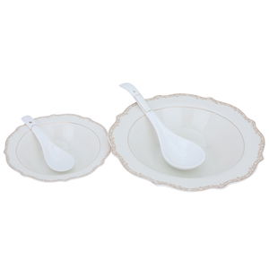 طقم سفرة بورسلان السيف غاليري، 65 قطعة - أبيض ذهبي product image 6