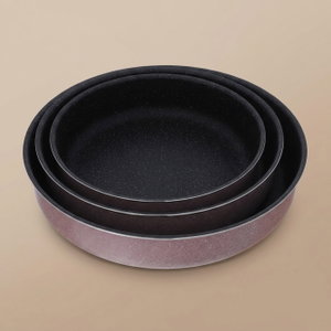 طقم صواني جرانيت السيف غاليري، 3 قطع، 26×30×34 سم - وردي product image