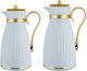 Al Saif Gallery Danat thermos set, 1/0.7 liter, golden handle, 2 pieces, thermal glass inner shell, plastic outer shell - light gray product image 2