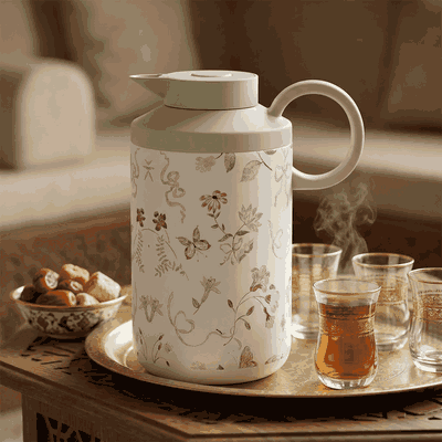 ترمس هلا تايملس، حافظة داخلية ستانلس استيل، 1.2 لتر، ضغاط - أخضر فاتح أبيض product image 2