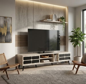 Modern TV unit made of MDF wood, 45×200×40 cm - Beige product image