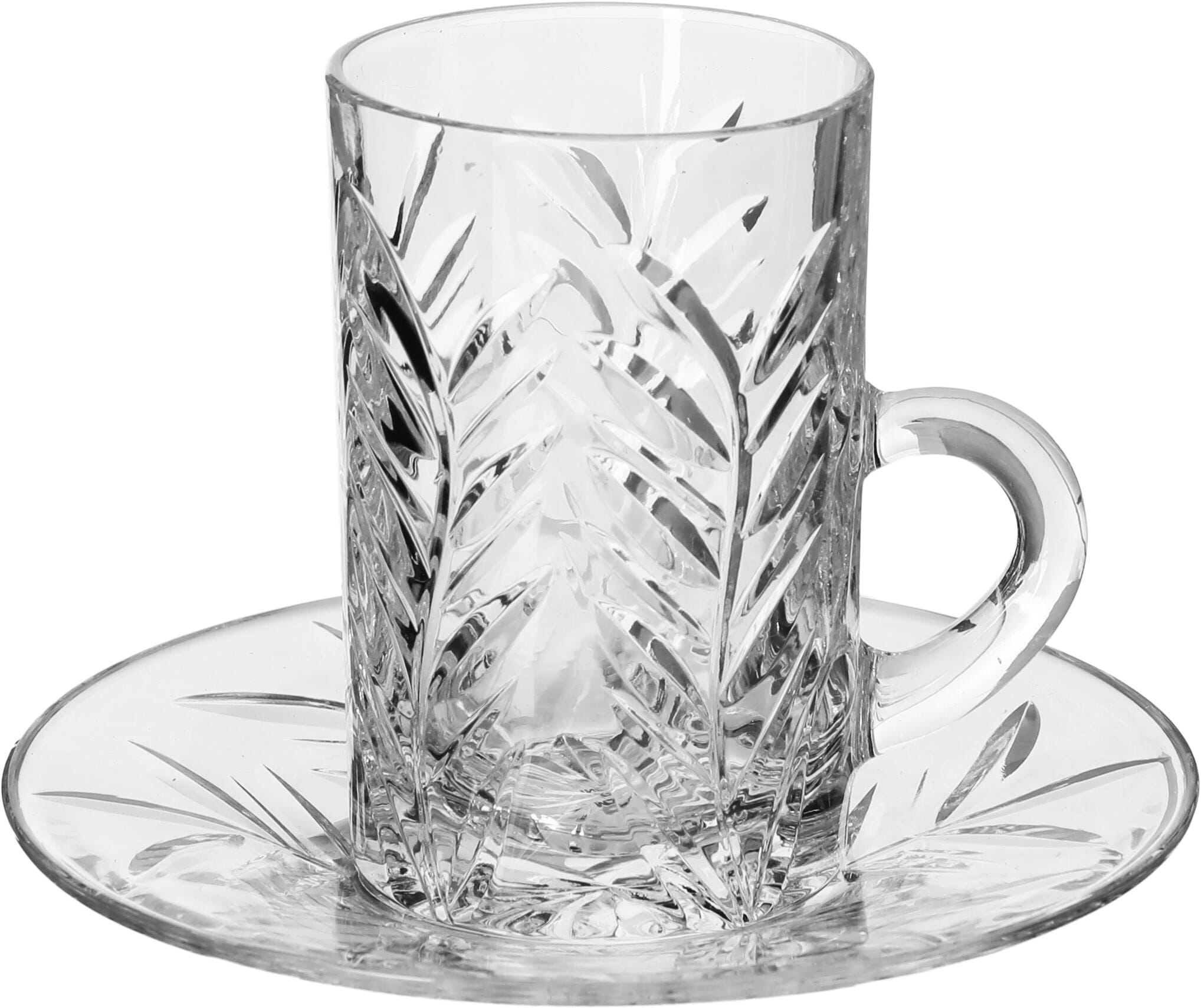 Bialat Tea Serving Set, Alsaif Gallery Glass Coffee Cups, Saucer, 18 Pieces - Transparent product image 3
