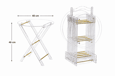 طقم طاولات اكريلك، 5 قطع - شفاف ذهبي product image 3