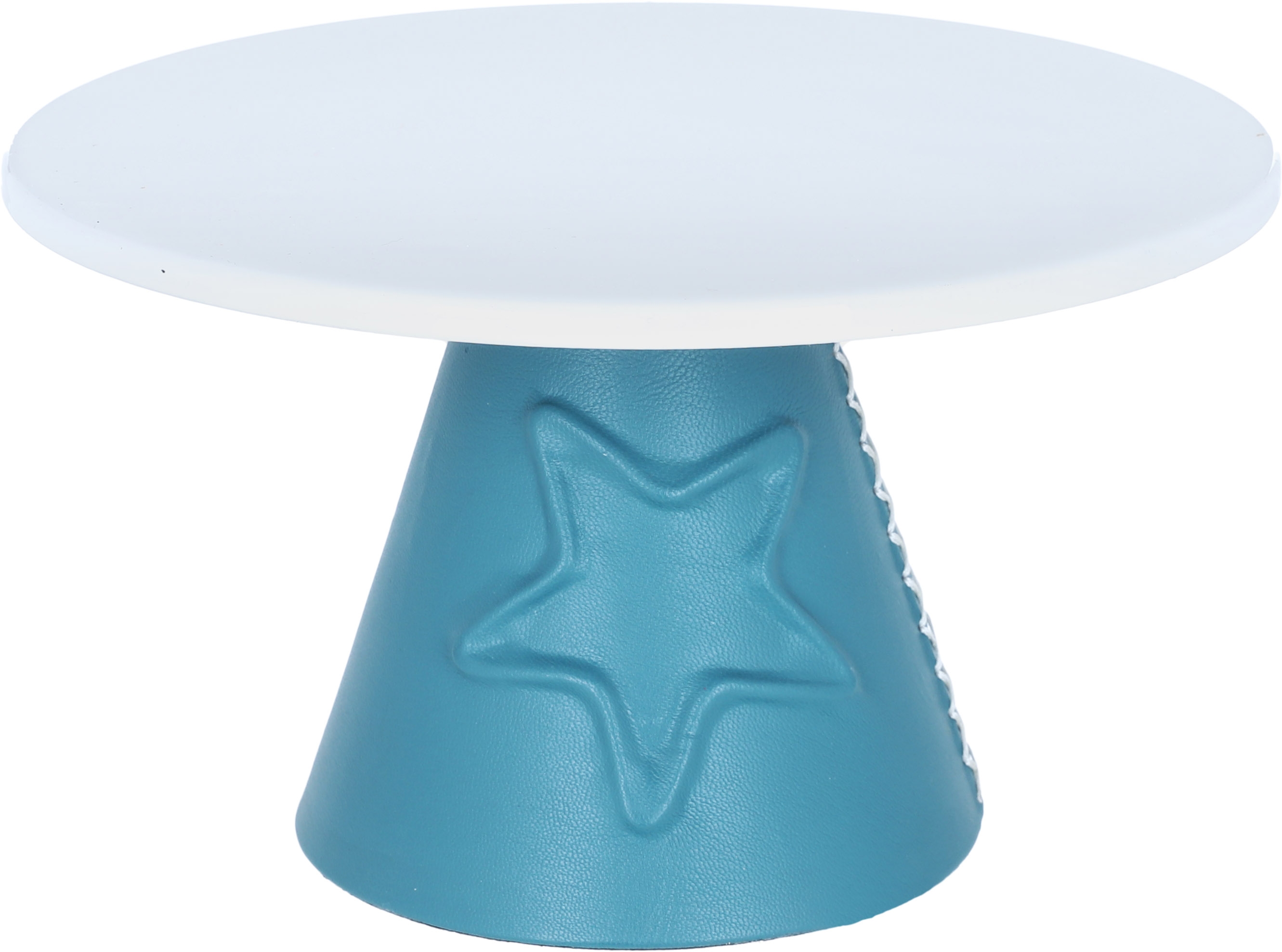 Steel dessert serving stand with a blue base from Al Saif Gallery, 21 x 21 x 12 cm, circular - white product image 2