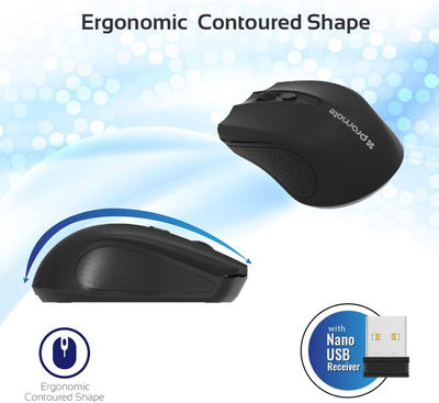 ماوس لاسلكي بلاستيك روميت، USB نان، مسافة عمل 10 متر - أسود product image 5