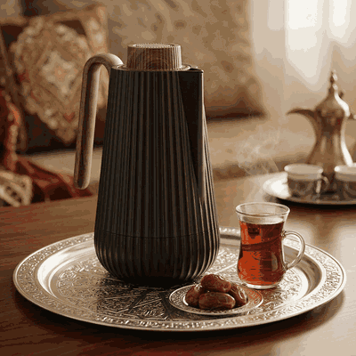 Glory Sumo Thermos, 1 liter, wooden handle, glass interior, pusher - black wood product image 2