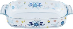 Al Saif Gallery Glass Oven Tray, 2.7 Liters, Floral Pattern, 34x22x6 cm - Clear product image 2