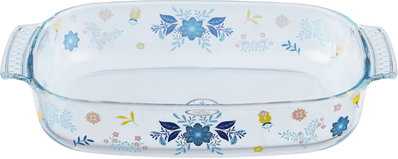 صينية فرن زجاج السيف غاليري، 2.7 لتر، نقش زهور، 34x22x6 سم - شفاف product image 2