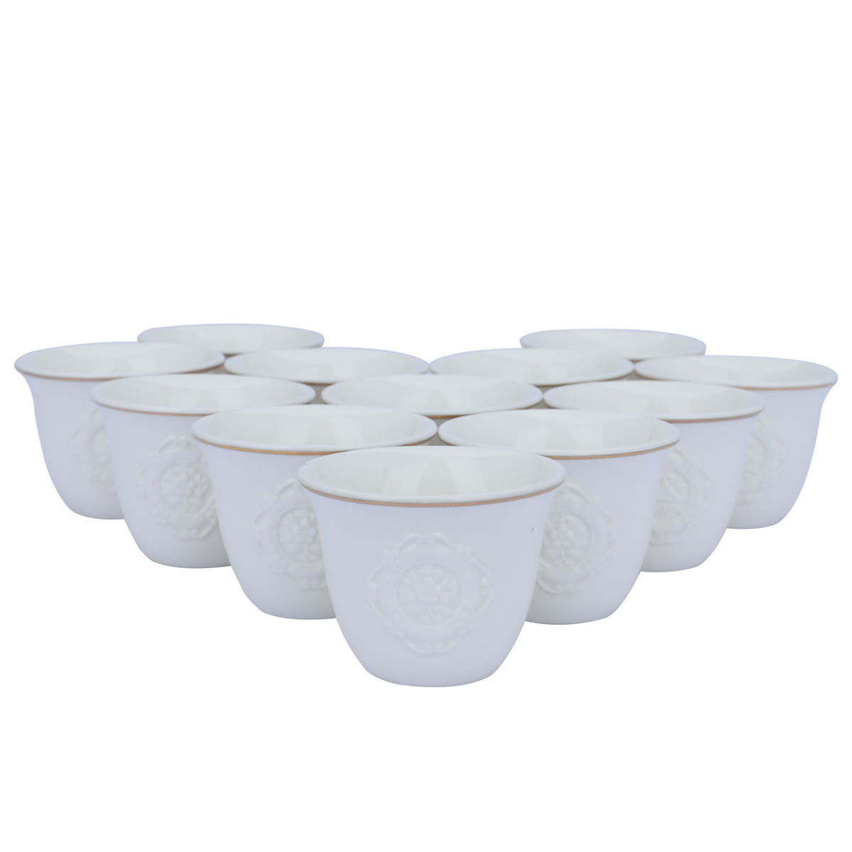 طقم فناجين قهوة عربية بورسلان السيف غاليري، نقش وردة، 12 قطعة - أبيض product image 2