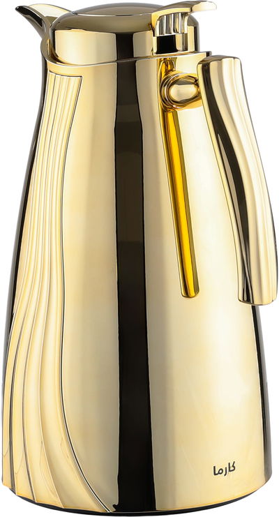 Al Saif Gallery Karma thermos set, 1 liter, 2 pieces, thermal glass inner shell, plastic outer shell - gold product image 3