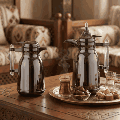 Al Saif Gallery Shahad thermos set, 1 liter, thermal glass inner shell, plastic outer shell, 2 pieces - dark silver product image 11