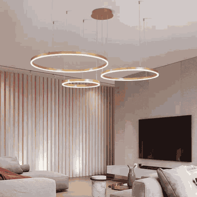 Modern aluminum acrylic chandelier, 3 rings, 3000K, 60W - Gold product image 6