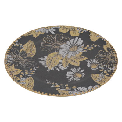صحن تقديم فيبر السيف غاليري، 33×33×1.2 سم، دائري، منقوش وردة - أسود / ذهبي product image 3
