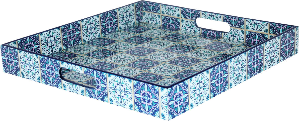 Al Saif Gallery wooden serving tofir, 15 x 15 x 2 cm, rectangle - blue product image 4