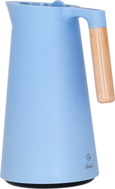 ترمس ليندا تايملس، 1 لتر، يد خشبي، حافظة داخلية زجاج حراري - سماوي فاتح product image 3