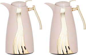 Al Saif Gallery Karma Glass Thermos Set, 1 liter, marble handle, glass inner case, plastic outer shell - Kashmir product image 2