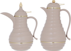 Al Saif Gallery Blanca thermos set, 1/0.75 liter, 2 pieces, thermal glass inner container, plastic outer shell - light brown product image 2