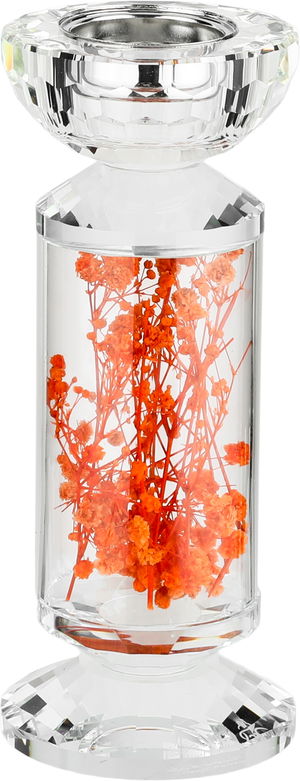 مبخرة زجاج السيف غاليري، مزينة زهور برتقالي، 8x8x19 سم - شفاف product image