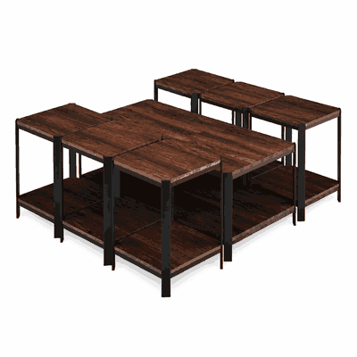 طقم طاولات خشب MDF و معدن، 7 قطع - اسود بني product image 4
