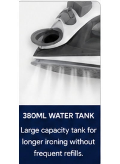 كاوية بخار كيون، 1600 واط، 380 مل، KGC/1003 - ابيض اسود product image 3