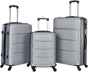 طقم شنط سفر ABS ليمرا، 3 مقاسات، 4 عجلات، قفل ارقام، WM-193 - فضي product image