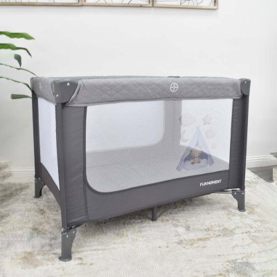 سرير اطفال فان مومنت، 102×72 سم، قابلة للطي - رمادي product image 1