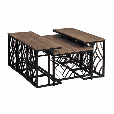 طقم طاولات خشب MDF و معدن، 7 قطع - اسود بني product image 2