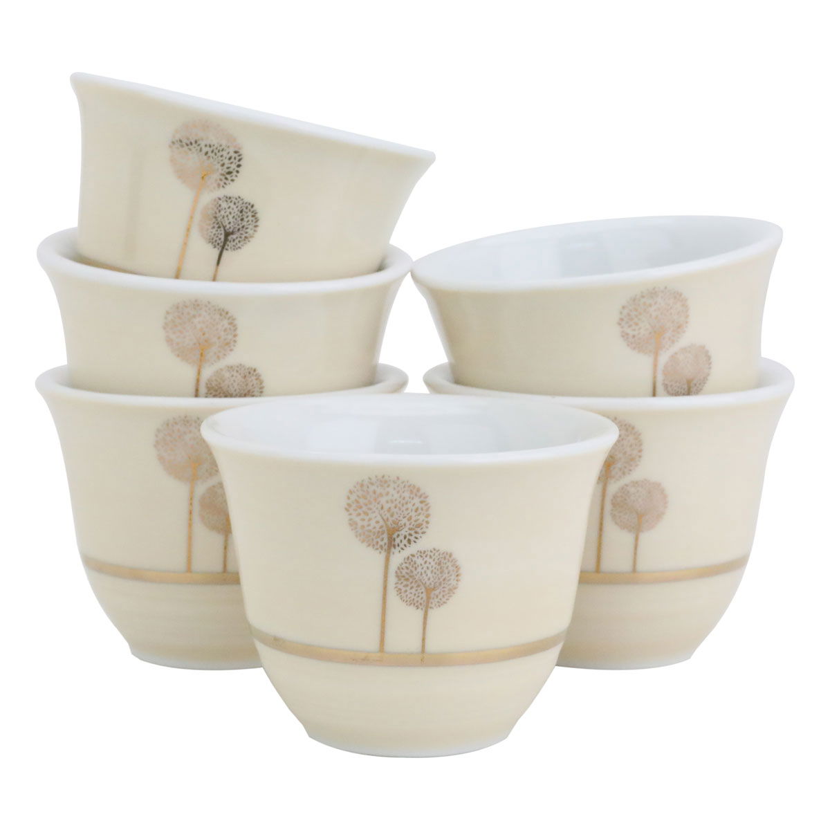 Al Saif Gallery porcelain coffee cup set, 12 pieces, tree pattern - light beige product image 2