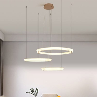 Norco Modern Aluminum Acrylic Chandelier, 3 Rings, 3000K, 60W - Gold product image 3