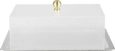 Al Saif Gallery stainless steel serving dish, 25x18x10 cm, acrylic lid, rectangular - transparent silver product image 3