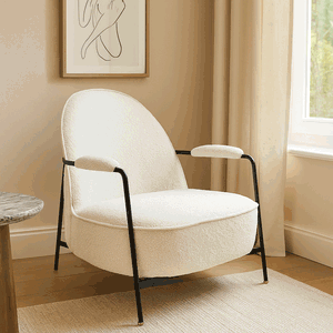 Modern Metal Chair, 85×60×60 Cm, Bouclé Fabric And Foam - Beige product image 2