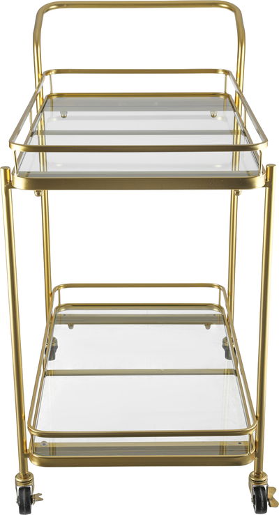 Al Saif Gallery Glass Serving Trolley, Steel Handle, Two-Tier - Gold product image 3