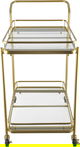 Al Saif Gallery Glass Serving Trolley, Steel Handle, Two-Tier - Gold product image 3
