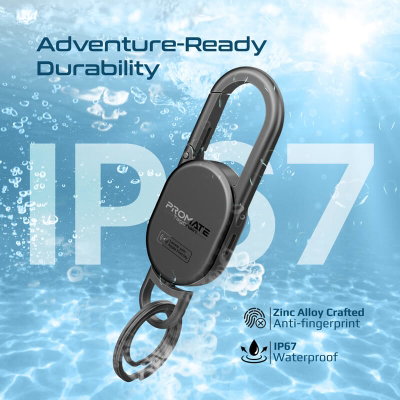 Promate Tagchain Bluetooth Keychain, 100mAh, Supports Apple Find My, Bluetooth Connectivity, IP67 Water Resistance - Black product image 6